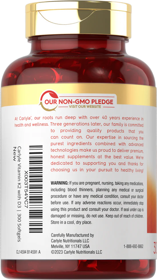 Vitamina K-2 con D-3 300 cápsulas blandas