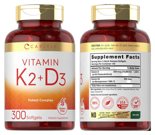 Vitamina K-2 con D-3 300 cápsulas blandas